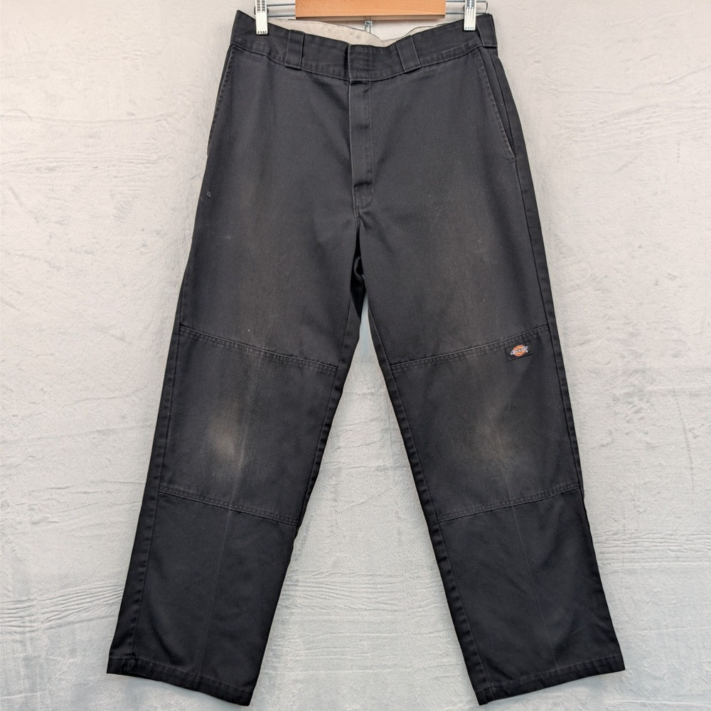 Dickies Work Pants Men's 34x32 Black Double Knee Loose Fit Straight Leg Workwear